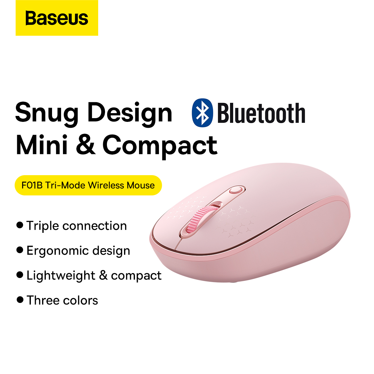 Беспроводная мышь Baseus F01B TRI-MODE Bluetooth Pink