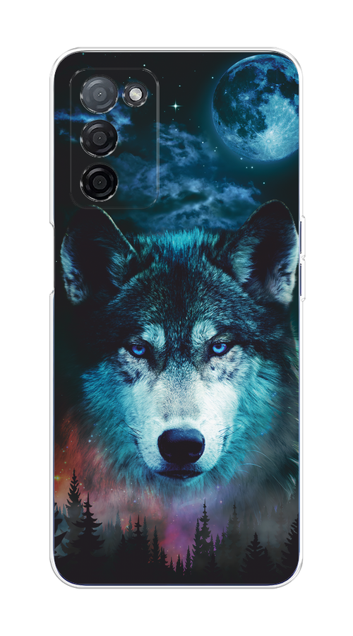 

Чехол на Oppo A55s 5G "Лунный волк", Бирюзовый;розовый;синий, 2510150-1