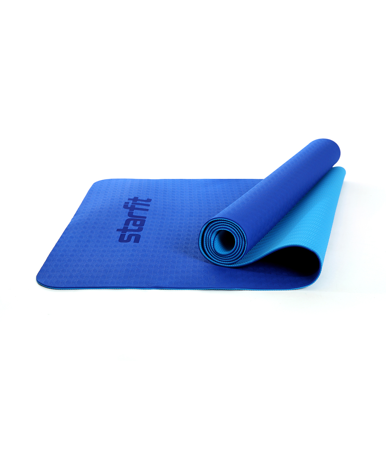 фото Коврик для йоги starfit fm-201 темно-синий/синий 173 см, 4 мм