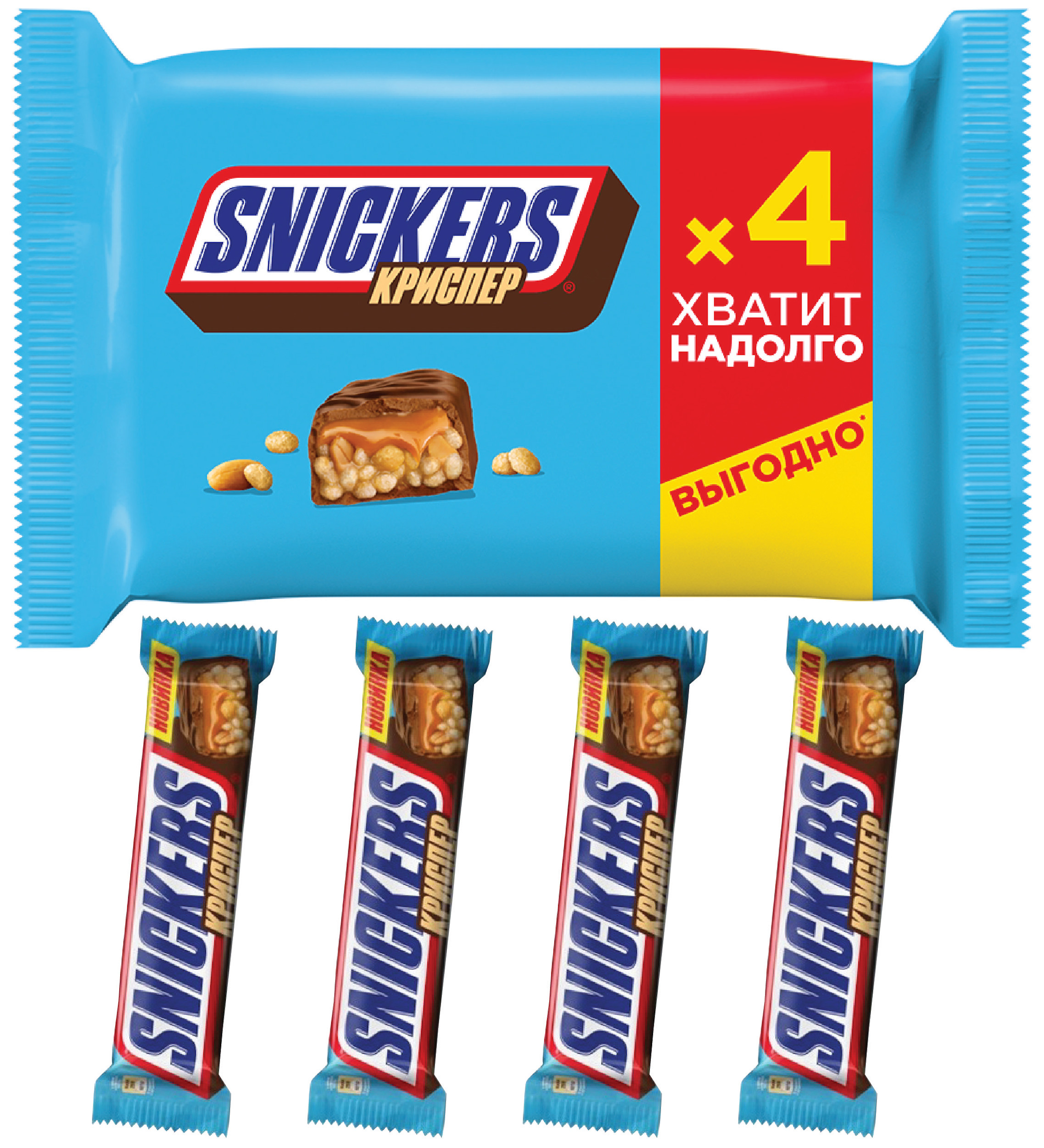 фото Батончики snickers crisper молочные 40 г х 4 шт