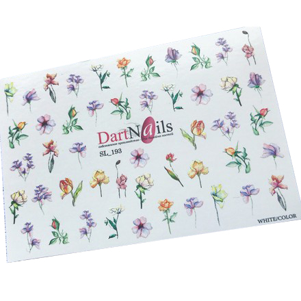 

Набор DartNails Слайдер-дизайн Art-Fashion Цветы микс №193, 3 шт.