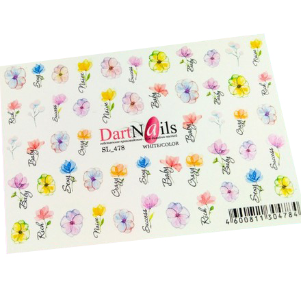 

Набор DartNails Слайдер-дизайн Art-Fashion Цветы микс №478, 3 шт.