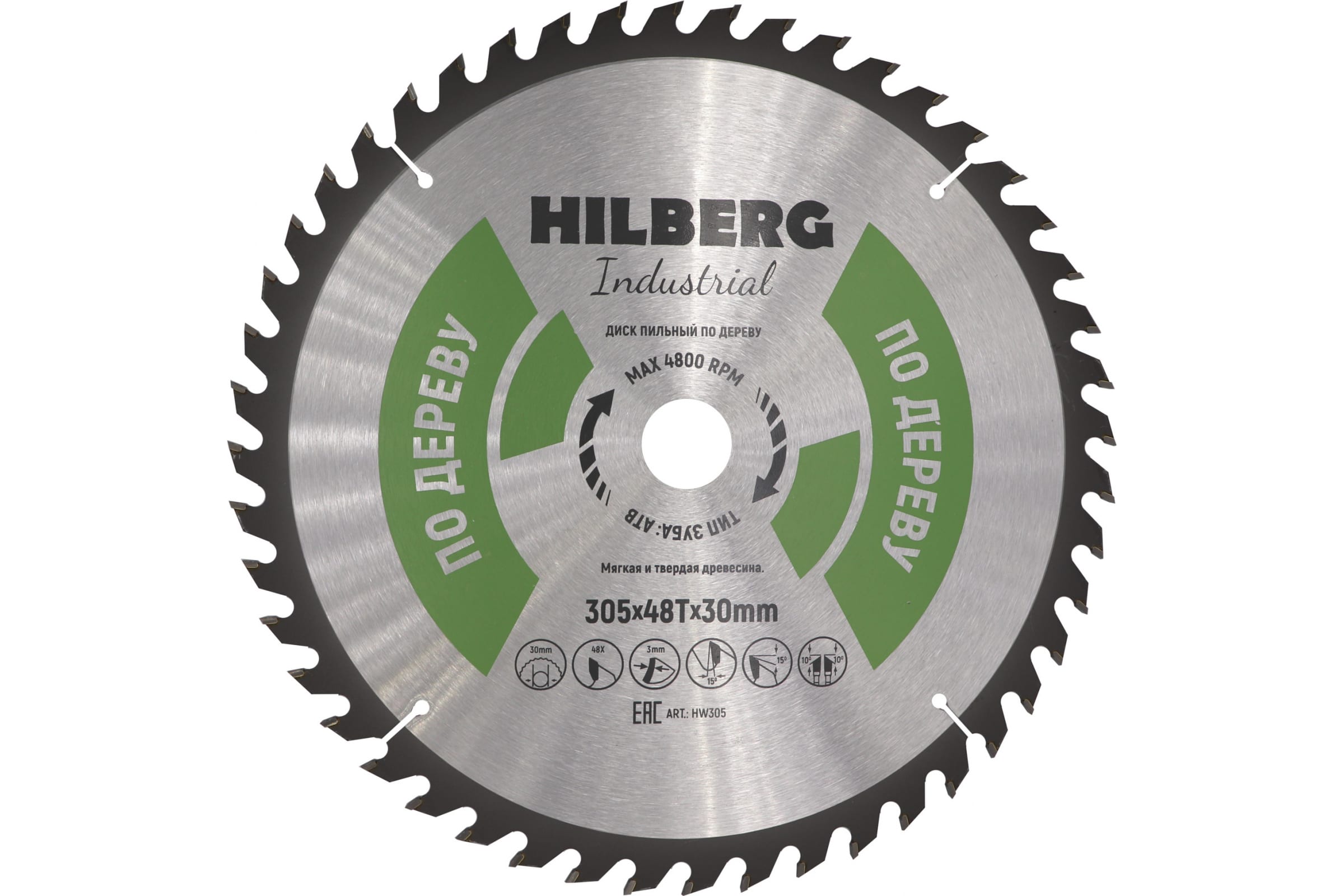 

Hilberg Диск пильный Hilberg Industrial Дерево 305x30x48Т HW305