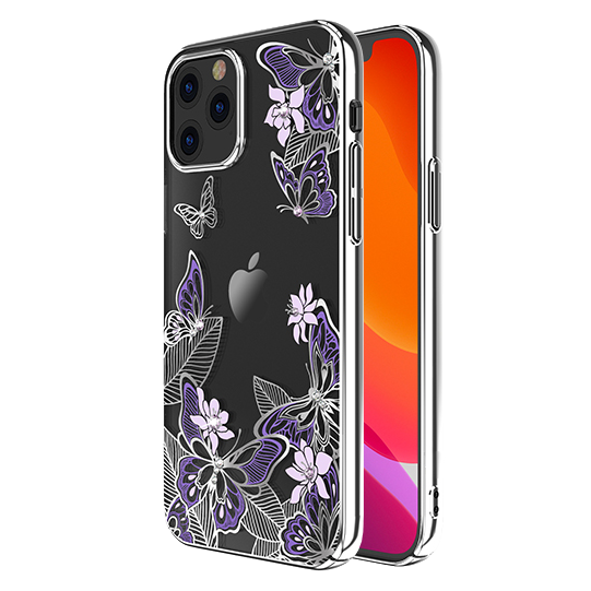 

Чехол PQY Butterfly для iPhone 12/12 Pro Фиолетовый/Серебро, Розовый, Kingxbar IP 12/12 Pro Butterfl