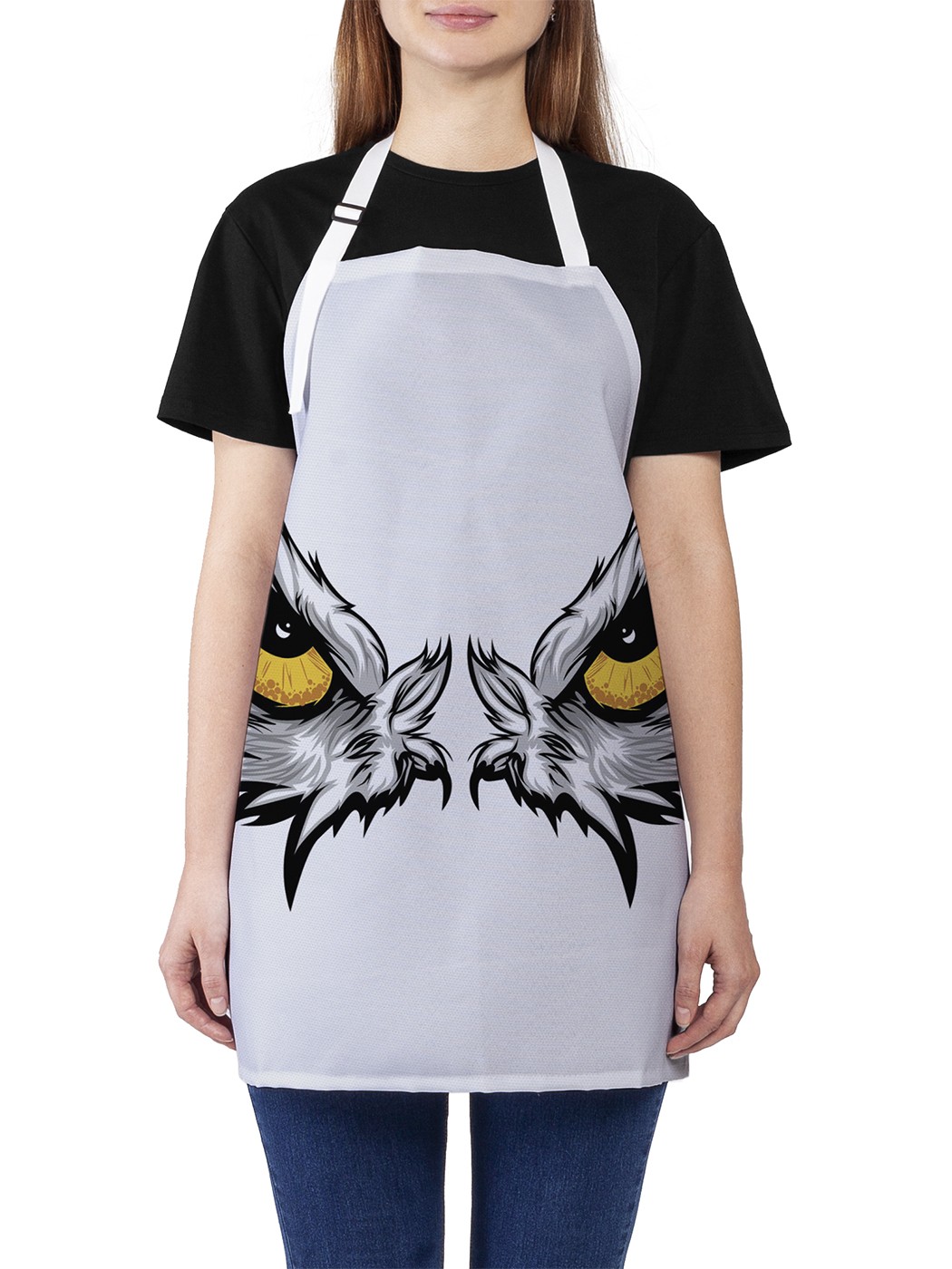

Фартук женский JoyArty для готовки "Взгляд орла с большими глазами", универсальный размер, Разноцветный