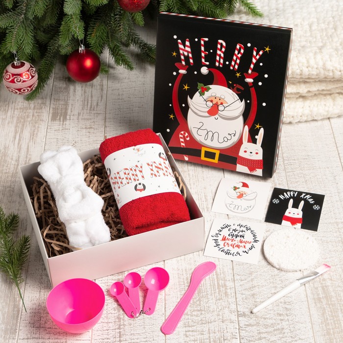

Подарочный набор новогодний "Merry x-mas" полотенце и акс