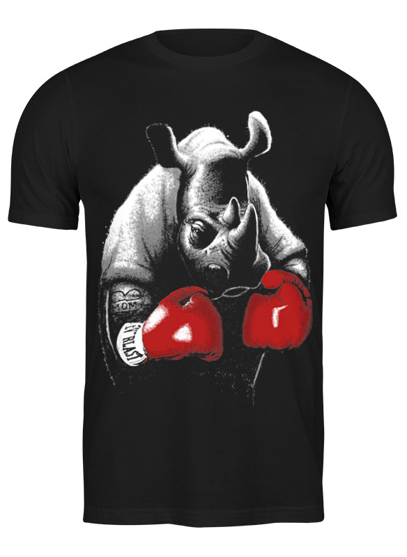 фото Футболка мужская printio носорог боксёр черная 3xl