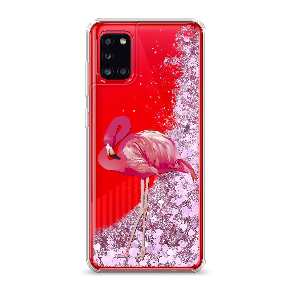 

Жидкий чехол с блестками "Застенчивый фламинго" на Samsung Galaxy A31