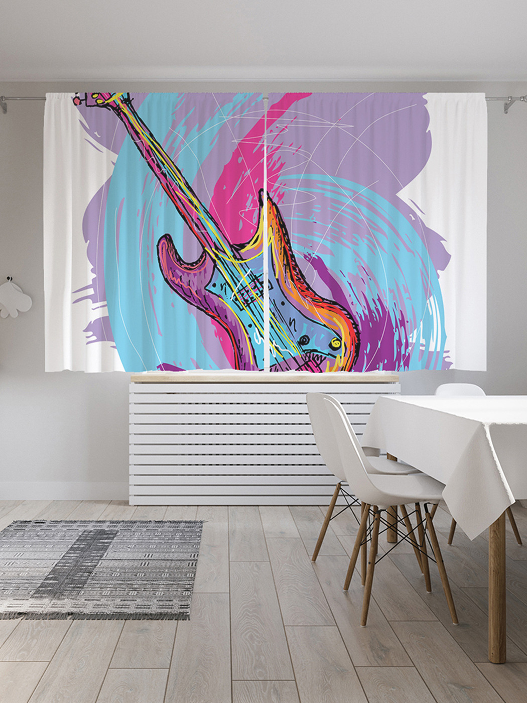 

Шторы с фотопечатью "Гитарные краски" из сатена, 290х180 см