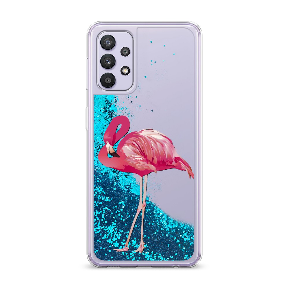 

Жидкий чехол с блестками "Застенчивый фламинго" на Samsung Galaxy A32, 2102093-1