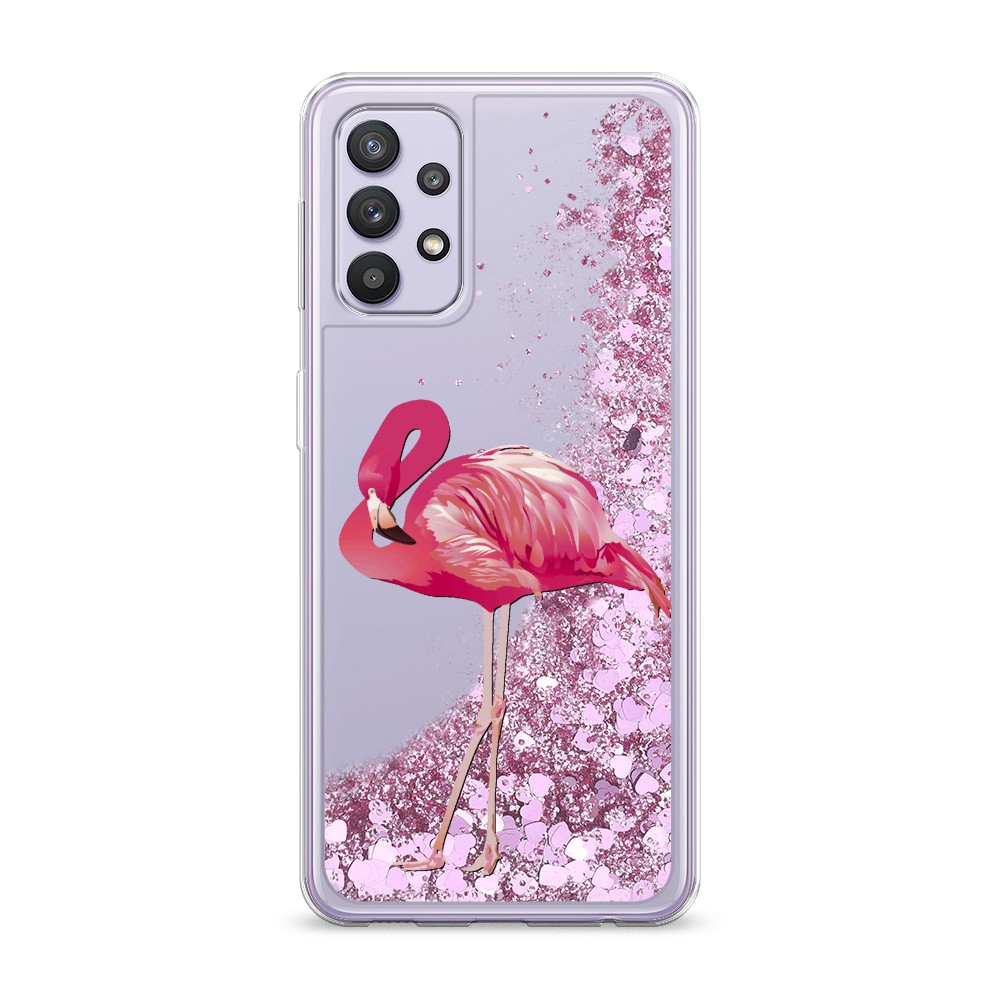

Жидкий чехол с блестками "Застенчивый фламинго" на Samsung Galaxy A32
