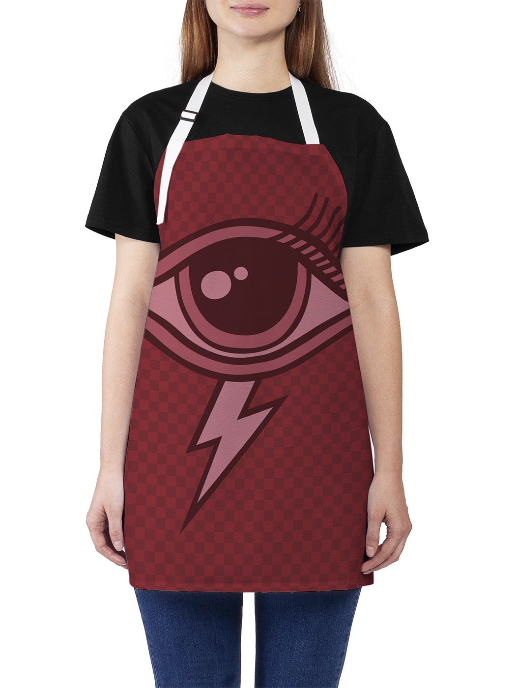 

Фартук женский JoyArty для готовки "Глаз под напряжением", универсальный размер, Голубой