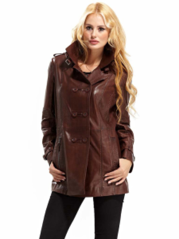 Кожаная куртка женская Hodore H39-3207K коричневая S (доставка из-за рубежа)