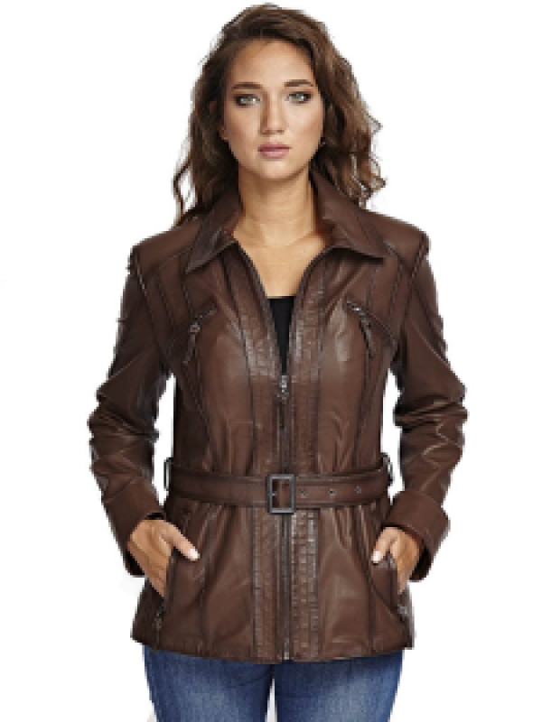 Кожаная куртка женская Hodore H39-6162K коричневая S (доставка из-за рубежа)