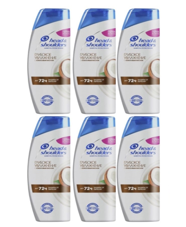 

Шампунь Head & Shoulders Глубокое увлажнение с кокосовым маслом, 6х400 мл