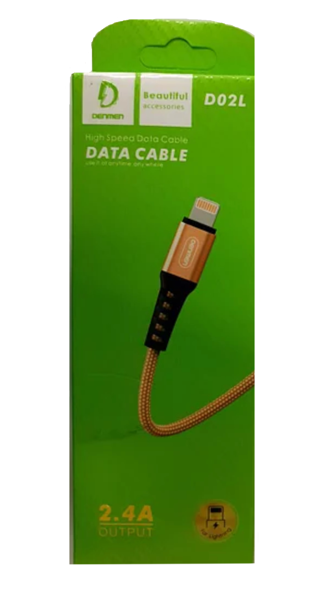 фото Кабель usb-lighnting для быстрой зарядки и передачи данных, 2.4а 1 м, золотой denmen