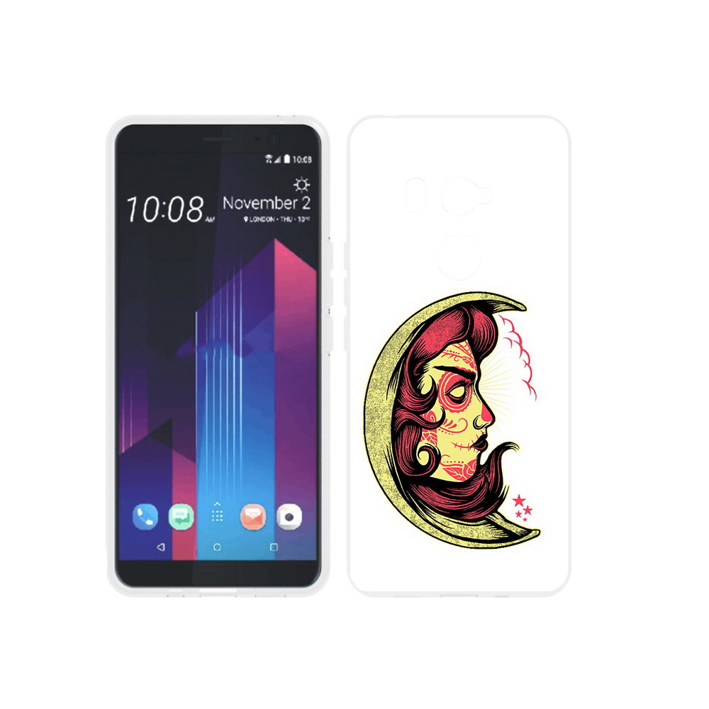 

Чехол MyPads Tocco для HTC U11 EYEs желтый полумесяц с лицом девушки, Прозрачный, Tocco
