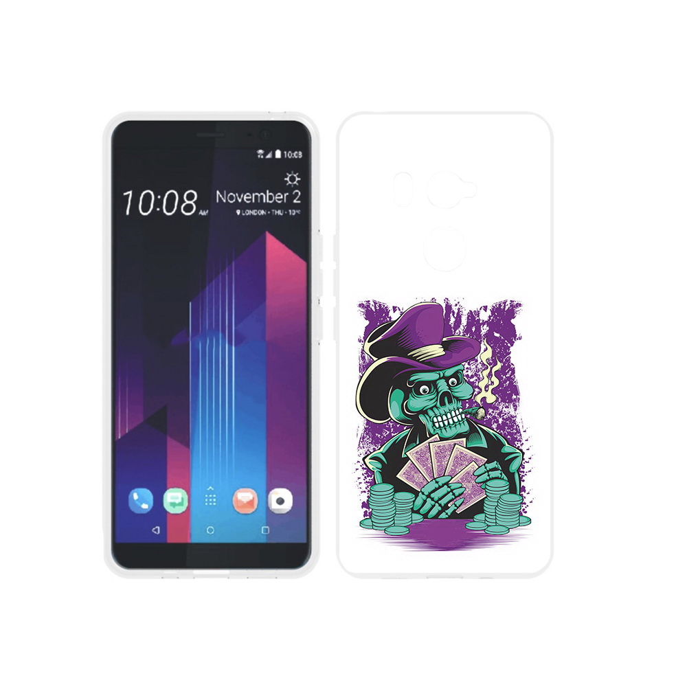 

Чехол MyPads Tocco для HTC U11 EYEs зеленый череп с картами, Прозрачный, Tocco