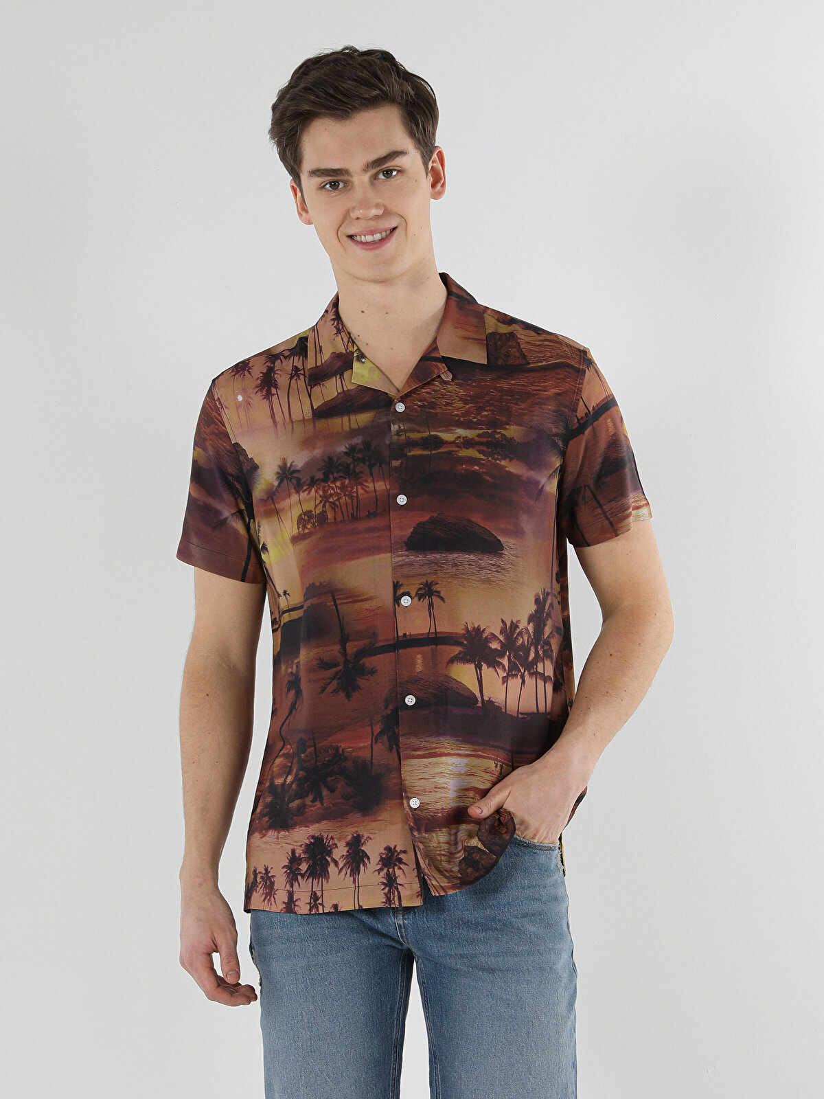 Рубашка мужская Colin's CL1057831_Q1.V1_COR коричневая M