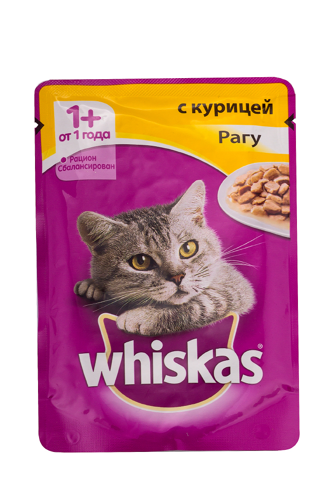 фото Влажный корм для кошек whiskas рагу, курица, 75г