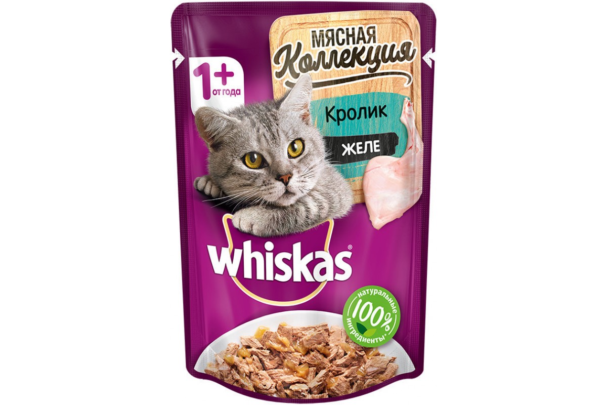 фото Влажный корм для кошек whiskas meaty, кролик, 75г