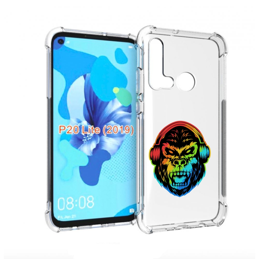 

Чехол бампер MyPads Горилла-в-наушниках для Huawei P20 Lite (201, Прозрачный, Tocco