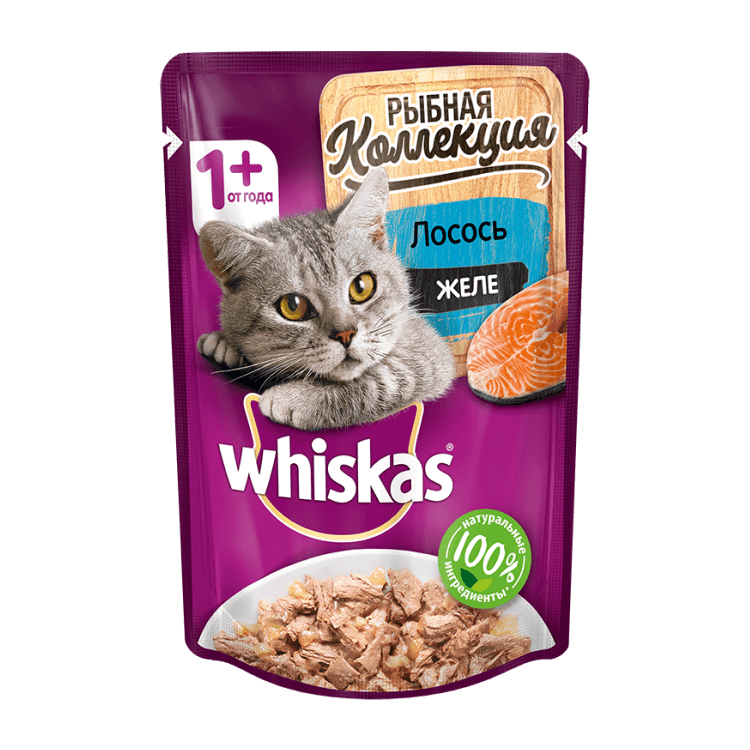 фото Влажный корм для кошек whiskas meaty, лосось, 75г