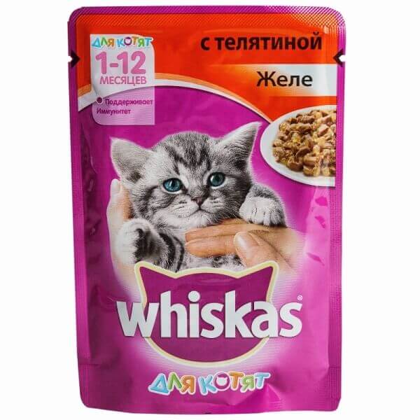 фото Влажный корм для котят whiskas желе, телятина, 75г