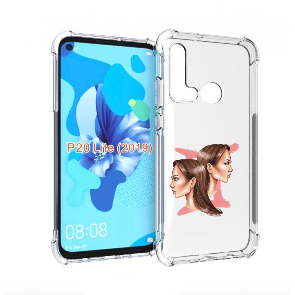 

Чехол бампер MyPads Девушка-Близнецы женский для Huawei P20 Lite, Прозрачный, Tocco