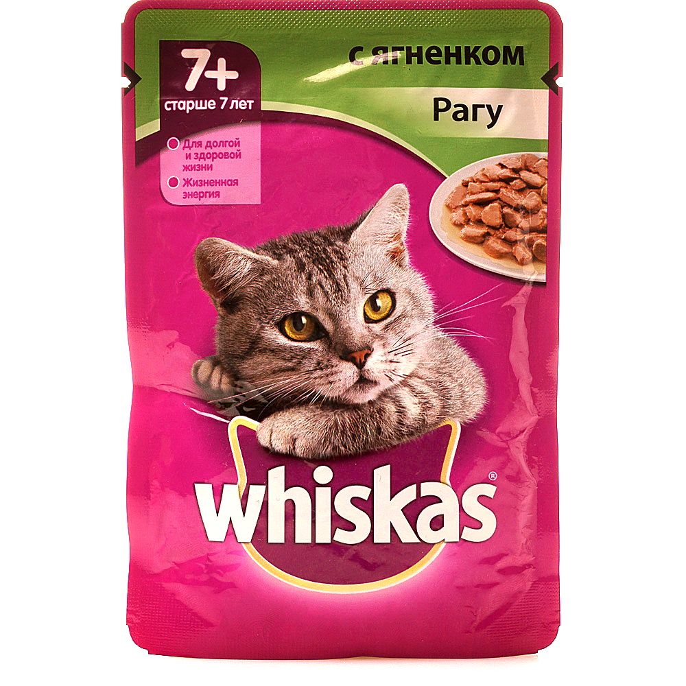 фото Влажный корм для пожилых кошек старше 7 лет whiskas рагу, ягненок, 75г