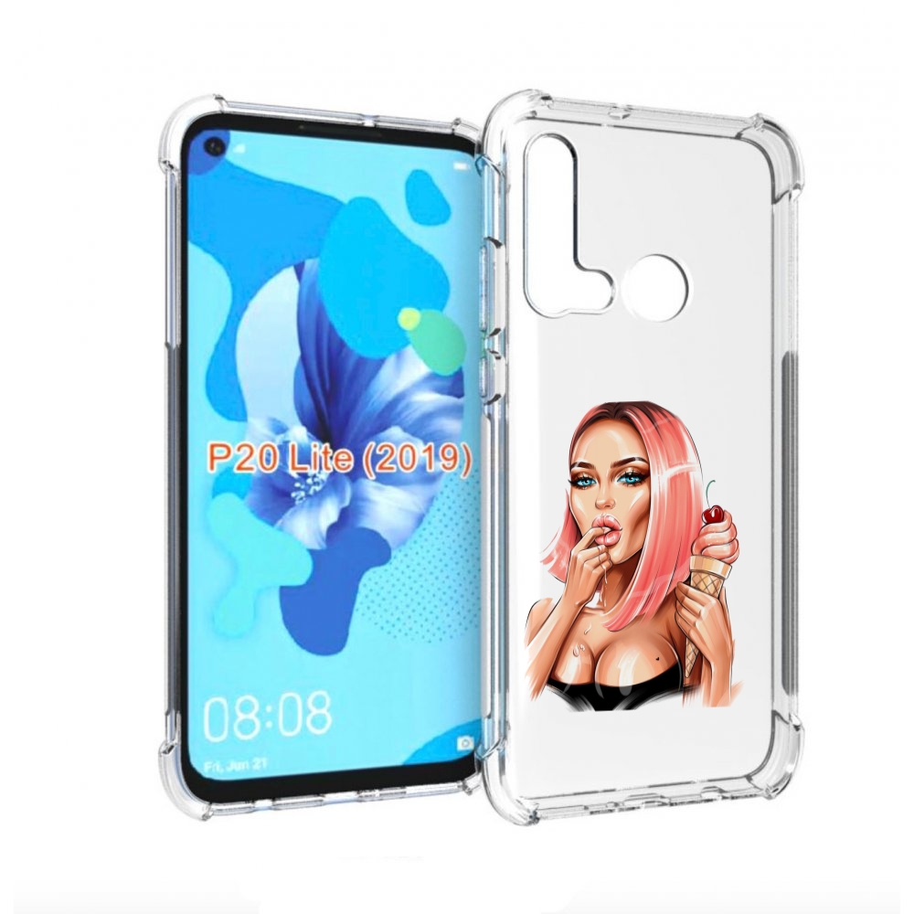 

Чехол бампер MyPads Девушка-и-мороженое женский для Huawei P20 L, Прозрачный, Tocco