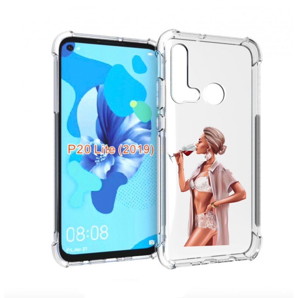 

Чехол бампер MyPads Девушка-с-вином женский для Huawei P20 Lite, Прозрачный, Tocco