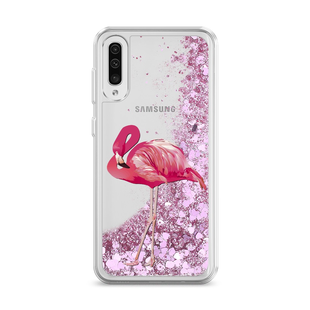 

Жидкий чехол с блестками "Застенчивый фламинго" на Samsung Galaxy A50