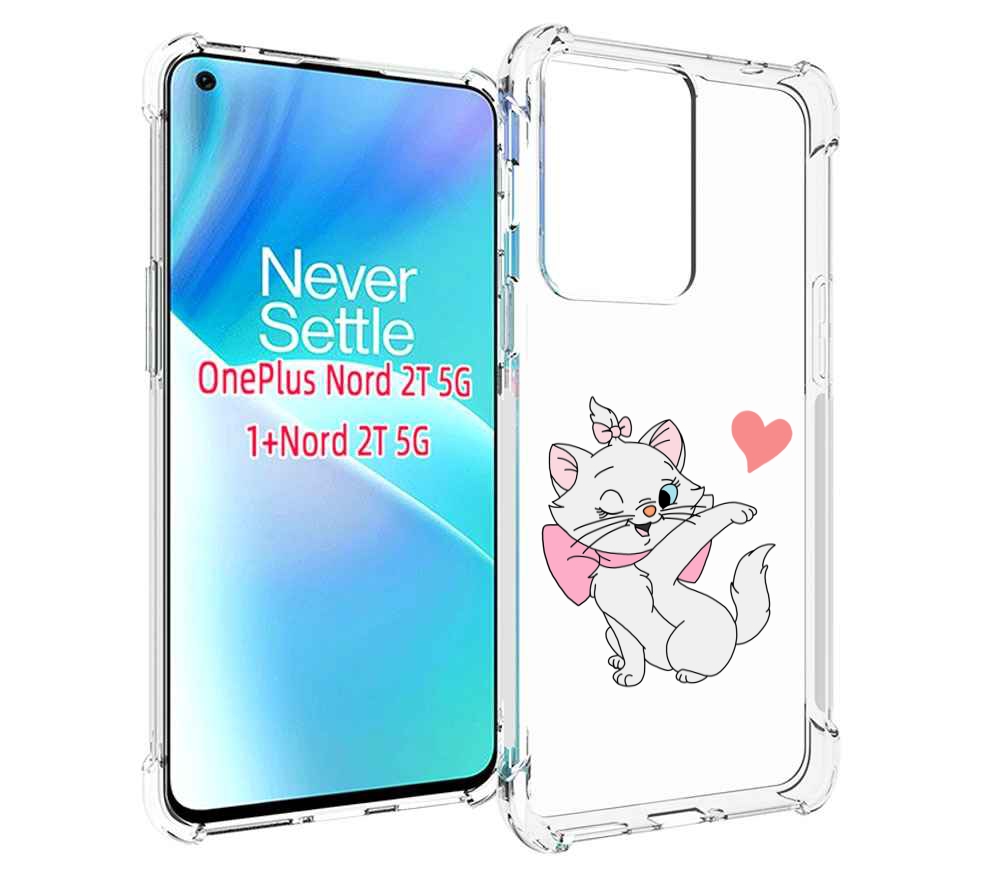 

Чехол MyPads белая-кошечка-с-сердечком женский для OnePlus Nord 2T, Прозрачный, Tocco