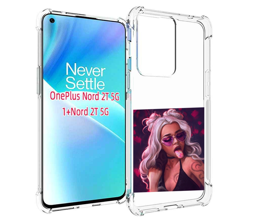 

Чехол MyPads блестящий-язык женский для OnePlus Nord 2T, Прозрачный, Tocco