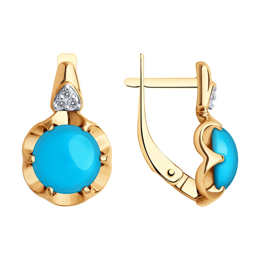 

Серьги из серебра SOKOLOV 83020357, фианит/бирюза, 83020357