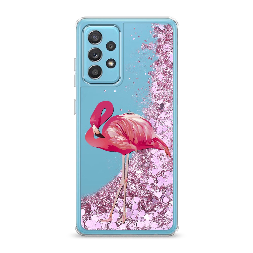 

Жидкий чехол с блестками "Застенчивый фламинго" на Samsung Galaxy A52