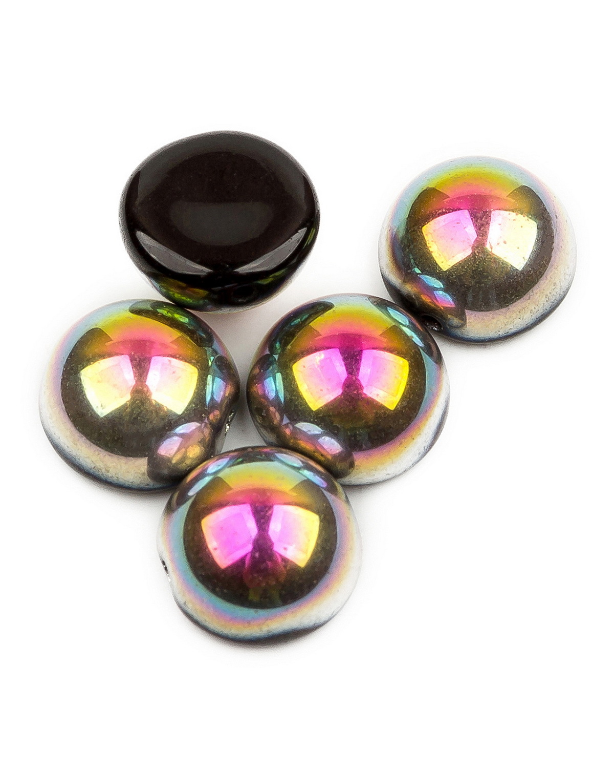 

Чешские бусины Czech Beads с одним отверстием Dome Bead, 10х6 мм, Jet Vitrail 5 шт, Разноцветный, Dome Beads
