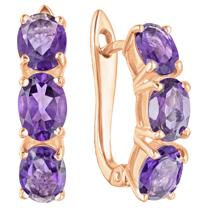 

Серьги из серебра с аметистом LAZURIT-ONLINE 8519RG, 8519RG