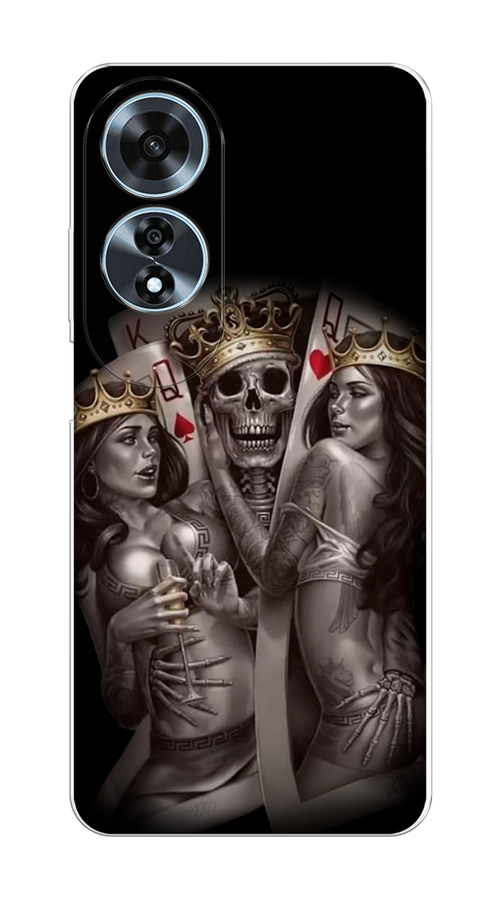 

Чехол на Oppo A60 "Карты король и королевы", Серый;желтый, 2516950-1