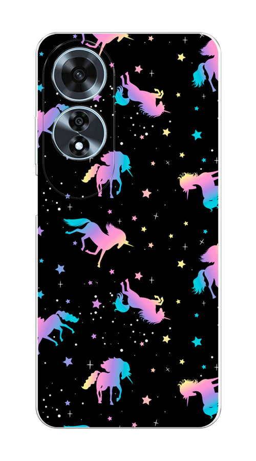 

Чехол на Oppo A60 "Единороги градиент", Черный;розовый;голубой, 2516950-1