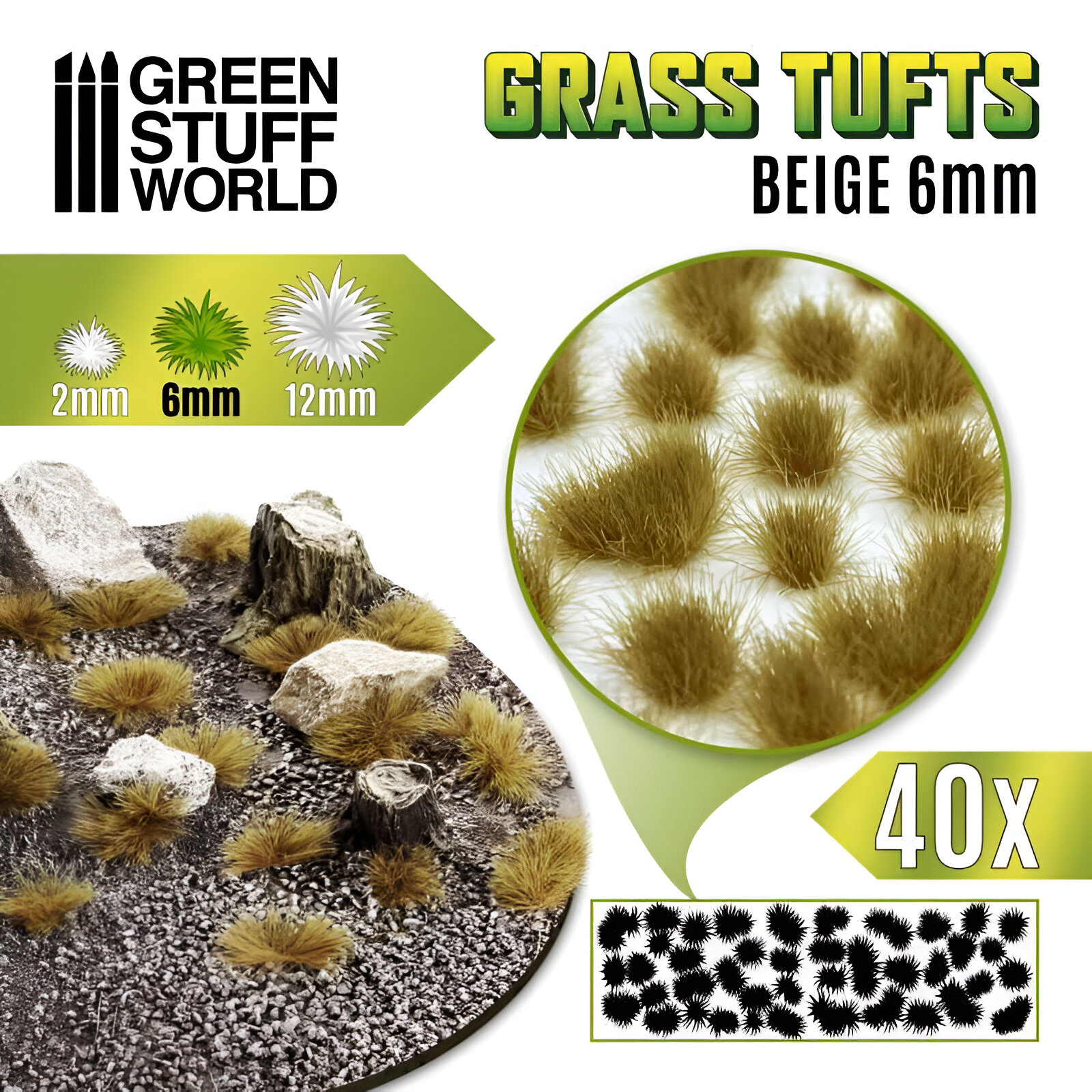 

Пучки травы для моделирования Green Stuff World Grass Tufts 6 mm Beige, Grass Tufts