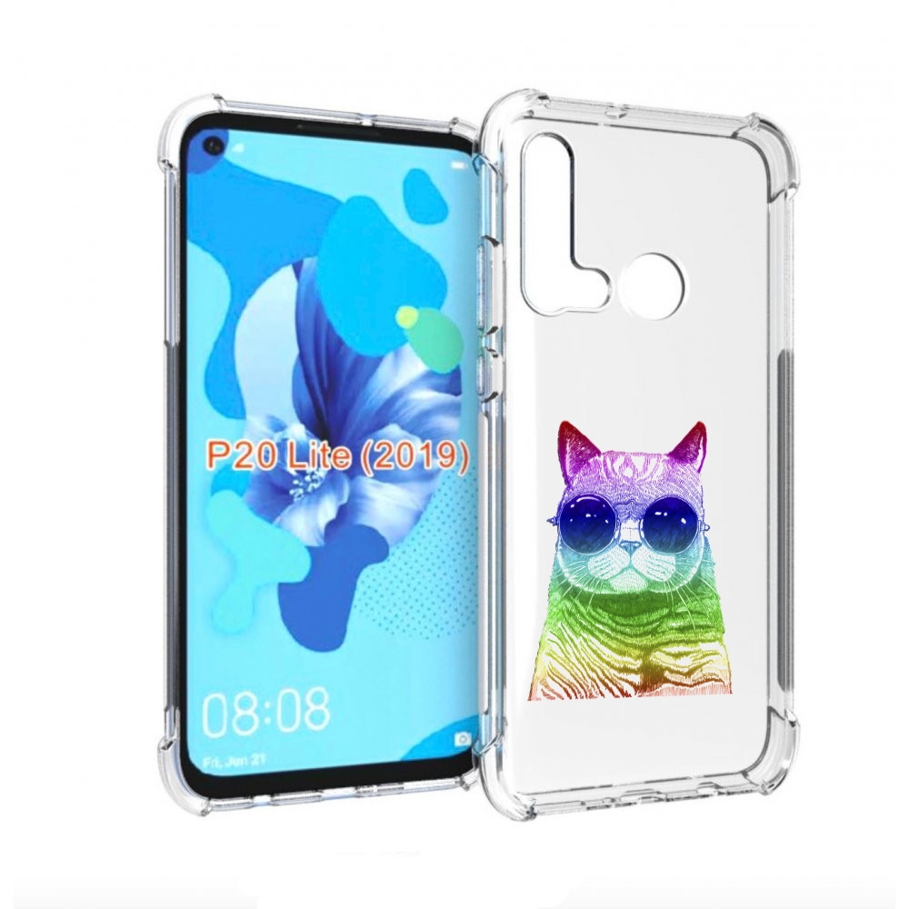 Чехол бампер MyPads Кот в очках для Huawei P20 Lite (2019)