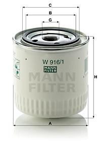 

Фильтр масляный двигателя MANN-FILTER W916/1, W 916/1
