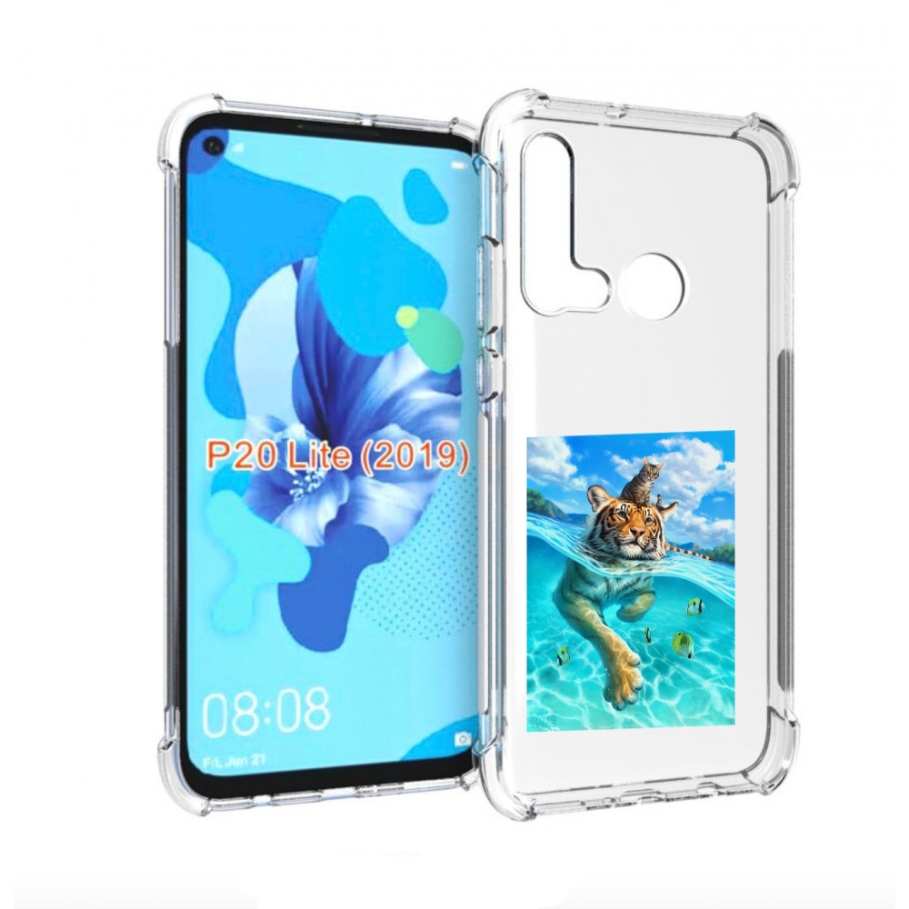 

Чехол бампер MyPads Кот-на-тигре для Huawei P20 Lite (2019), Прозрачный, Tocco