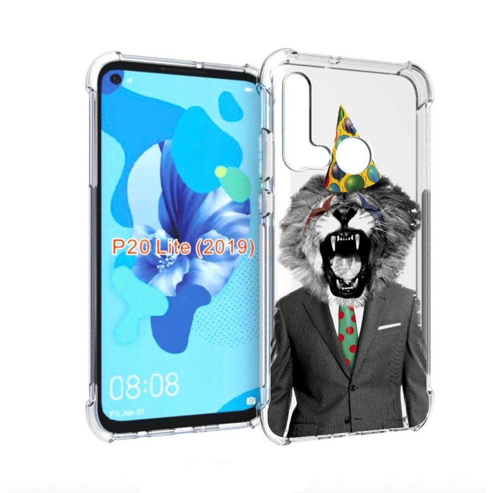 Чехол бампер MyPads Лев в галстуке для Huawei P20 Lite (2019)