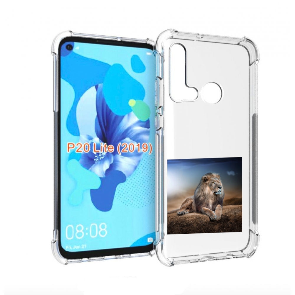 

Чехол бампер MyPads Лев-наблюдает для Huawei P20 Lite (2019), Прозрачный, Tocco