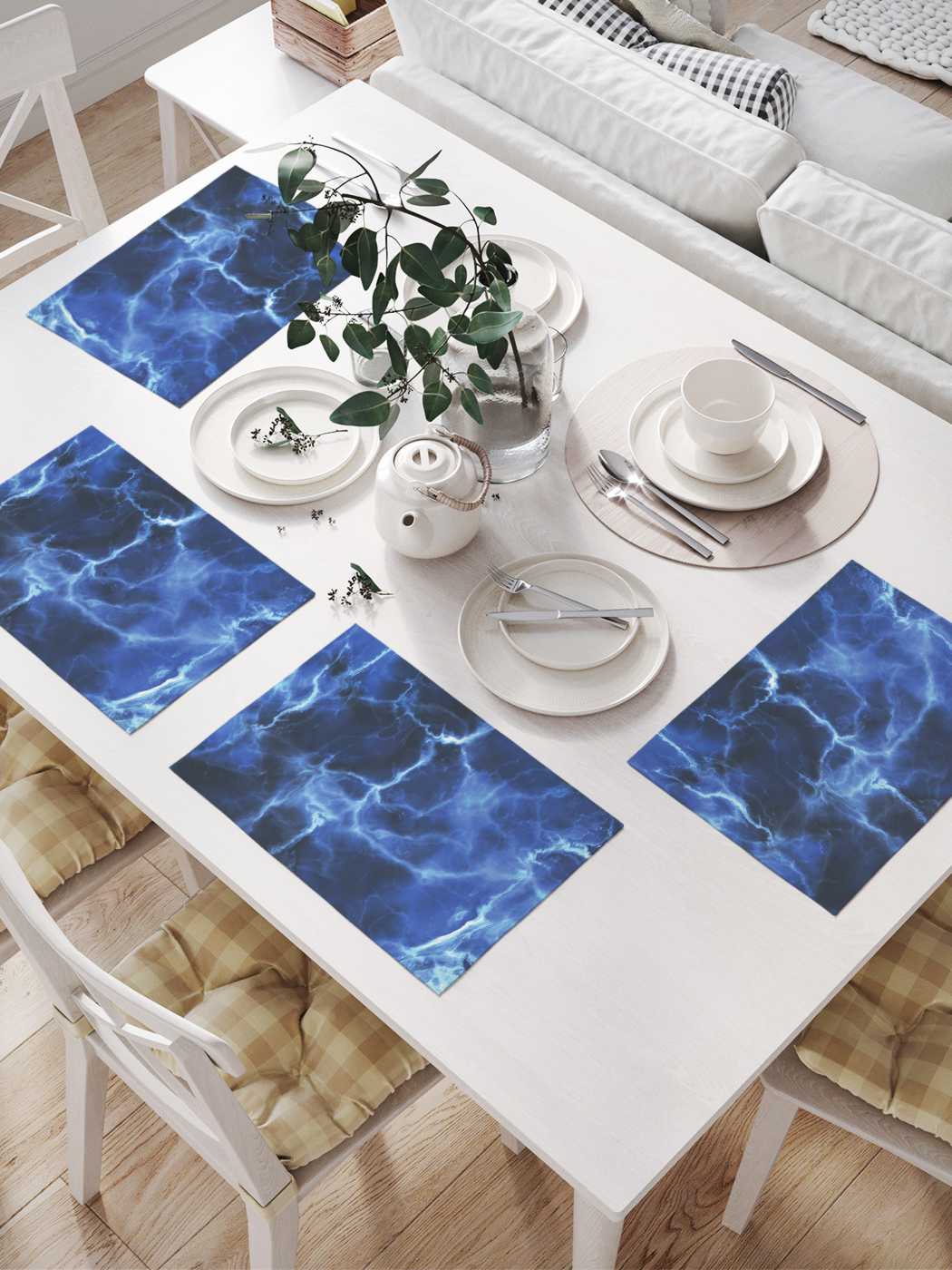 

Комплект салфеток JoyArty "Водные блики" для сервировки стола 32х46 см, 4шт, Синий