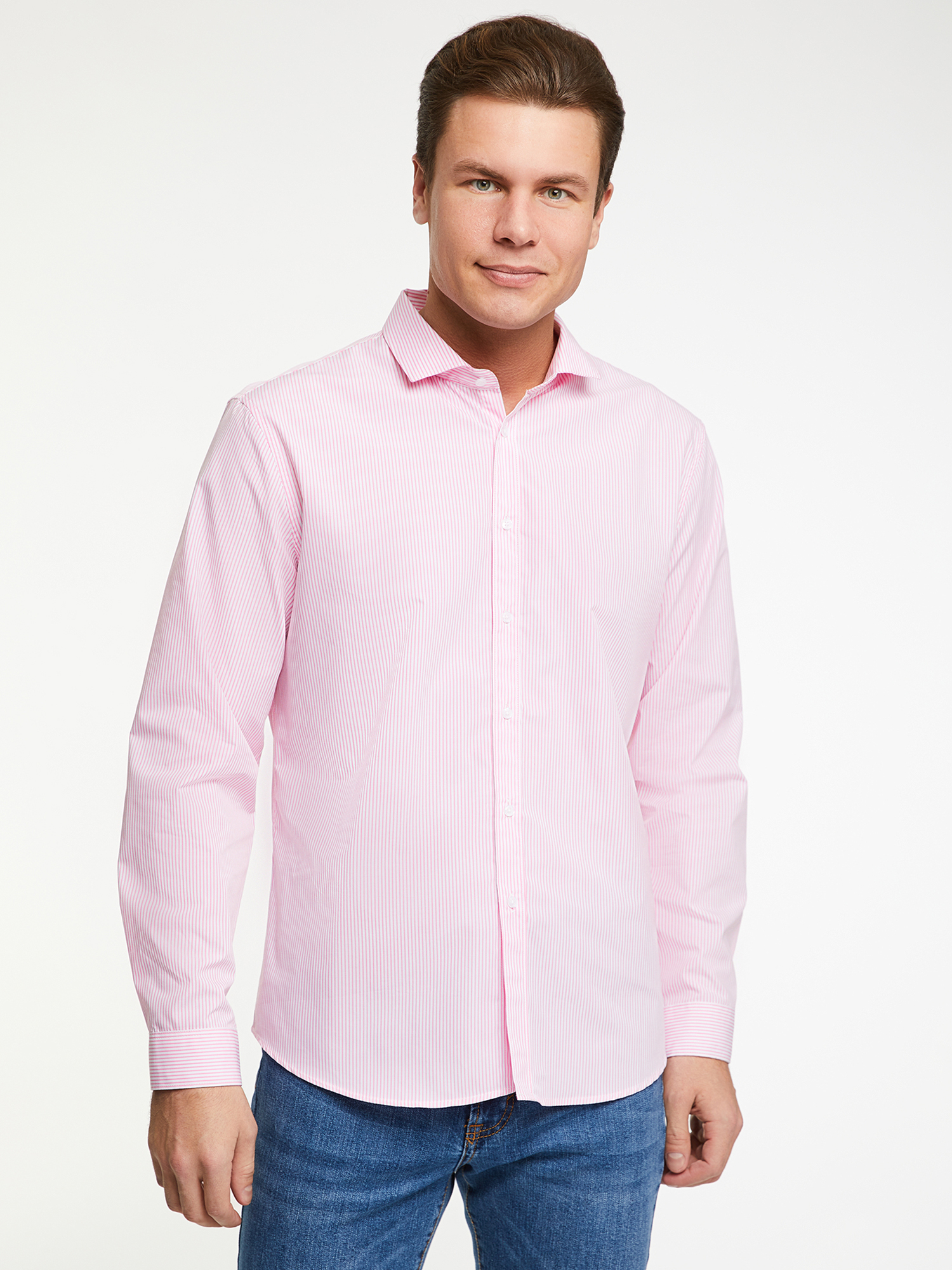 Рубашка мужская 3B110034M-2 oodji розовая XS