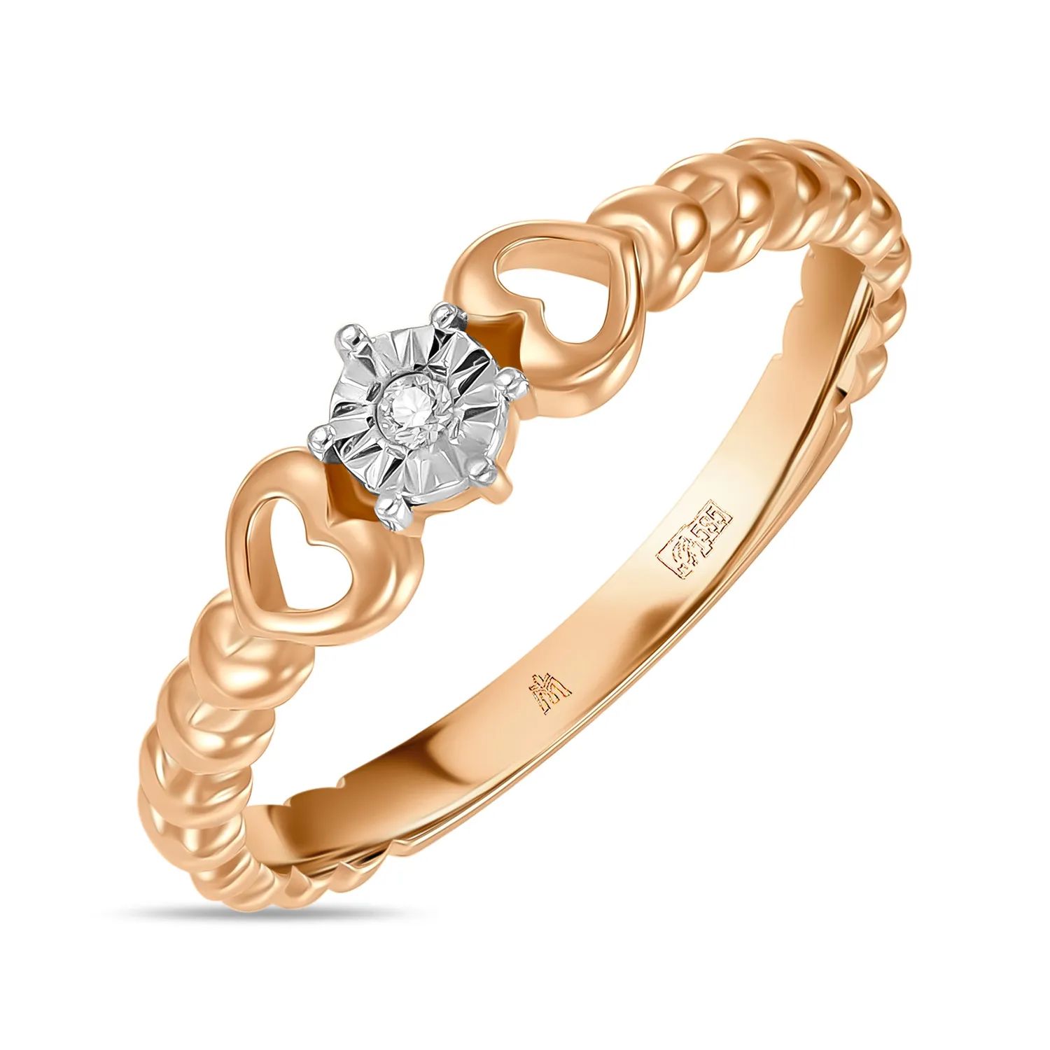 Кольцо из красного золота с бриллиантом р. 17 MIUZ Diamonds R01-33986
